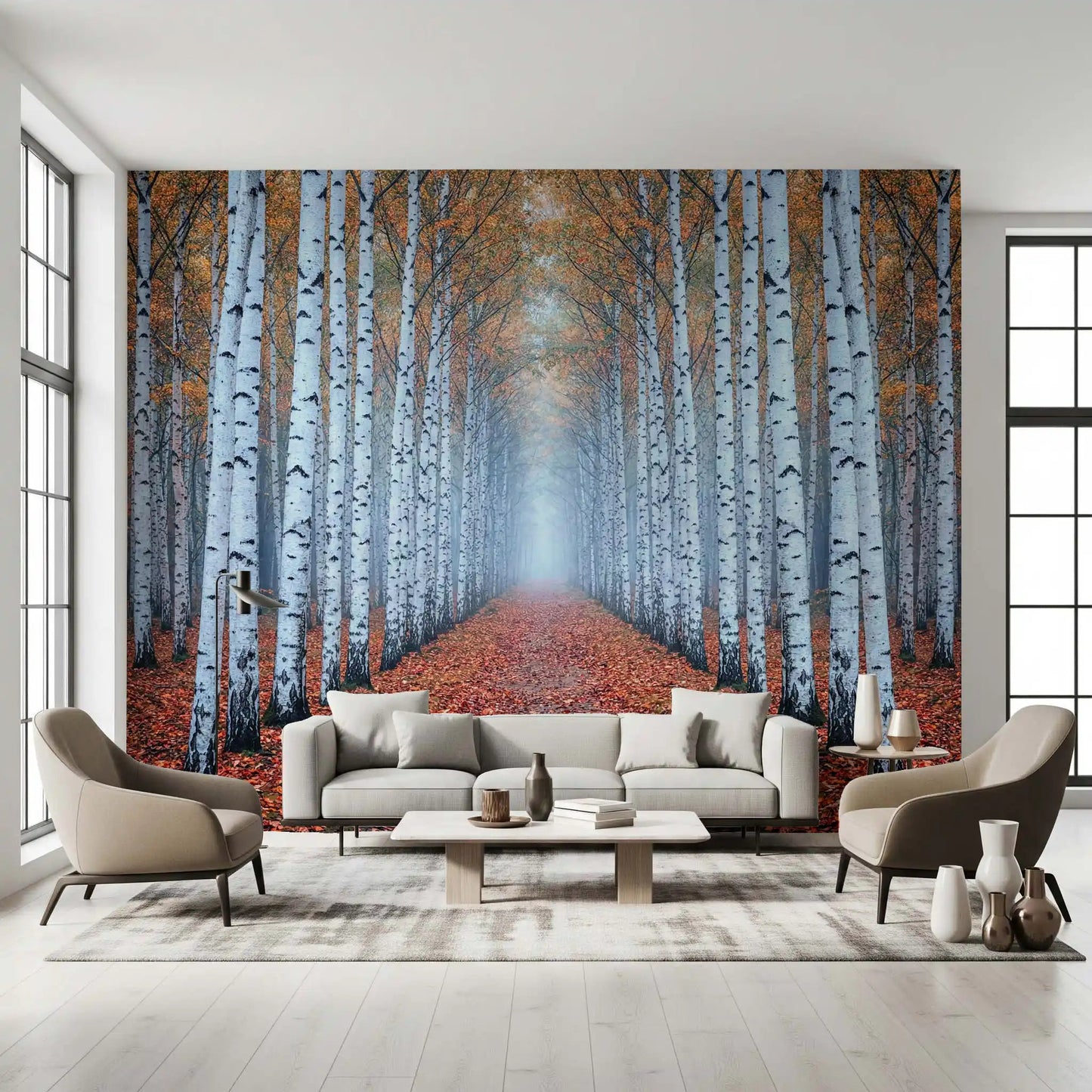 Ethereal Autumn Birches Wall Mural