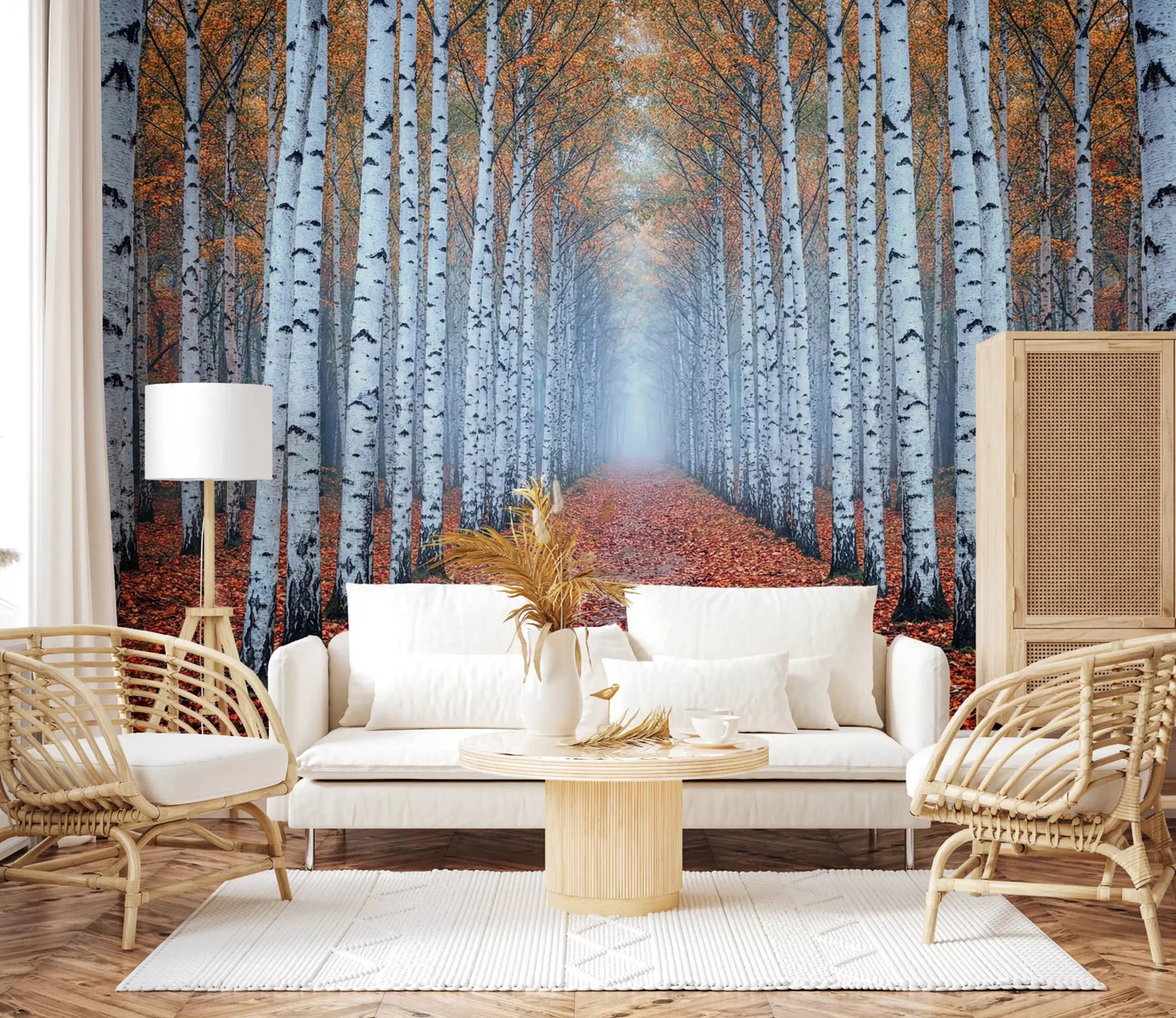 Ethereal Autumn Birches Wall Mural