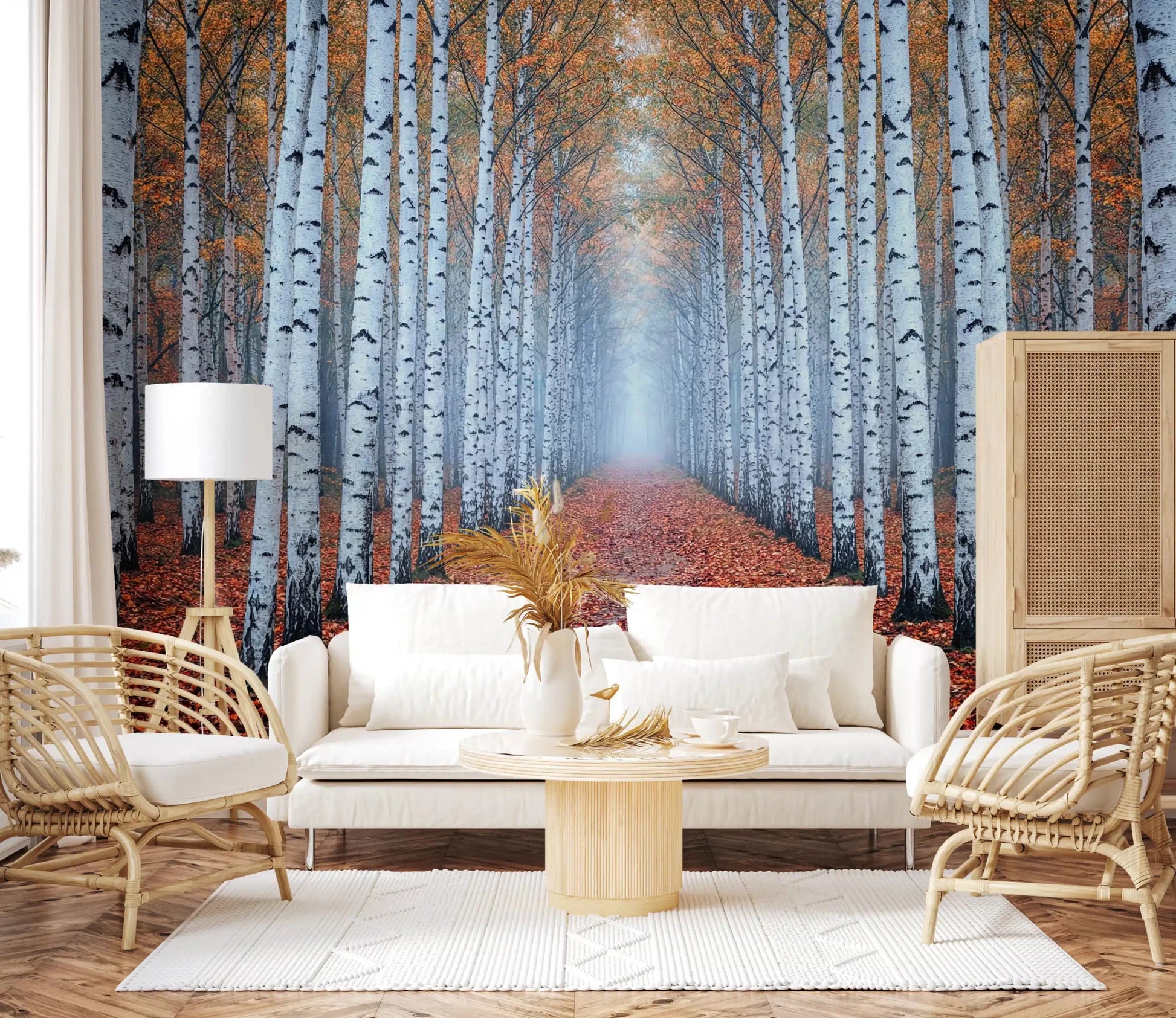 Ethereal Autumn Birches Wall Mural