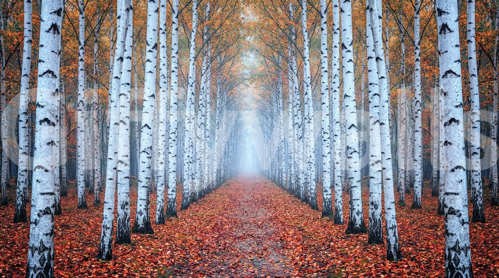 Ethereal Autumn Birches Wall Mural