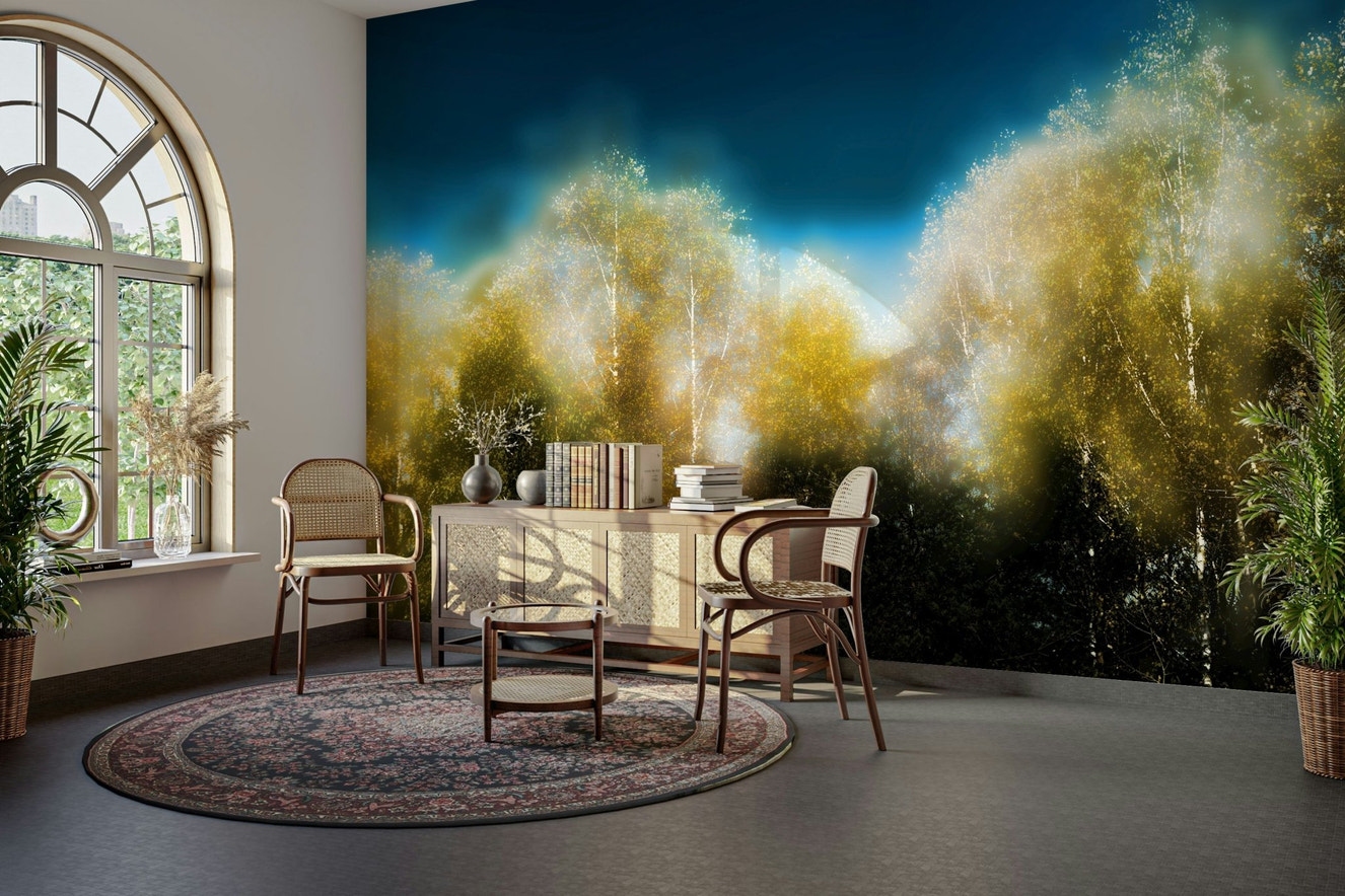 Autumn forest with ethereal lighting.

