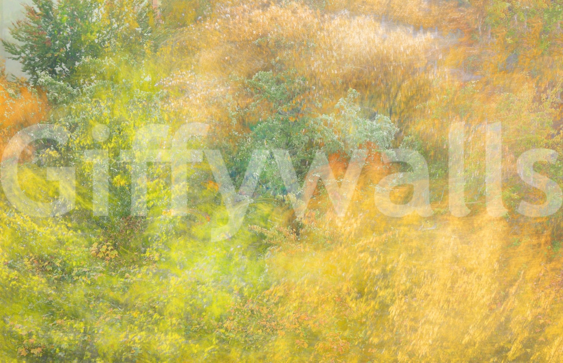The Ethereal Autumn mural makes a soft and unique statement.

