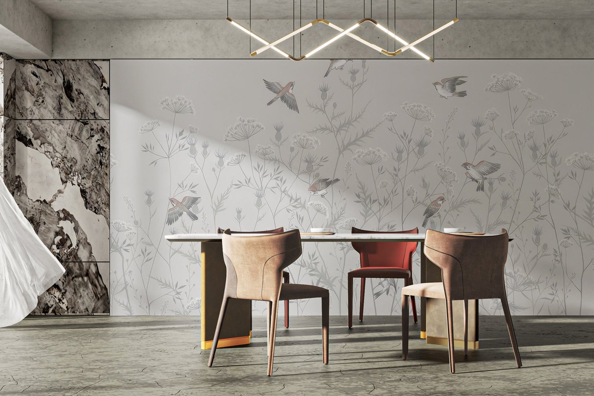Ethereal avian garden wallpaper for walls, C296