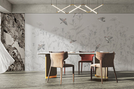 Ethereal avian garden wallpaper for walls, C296