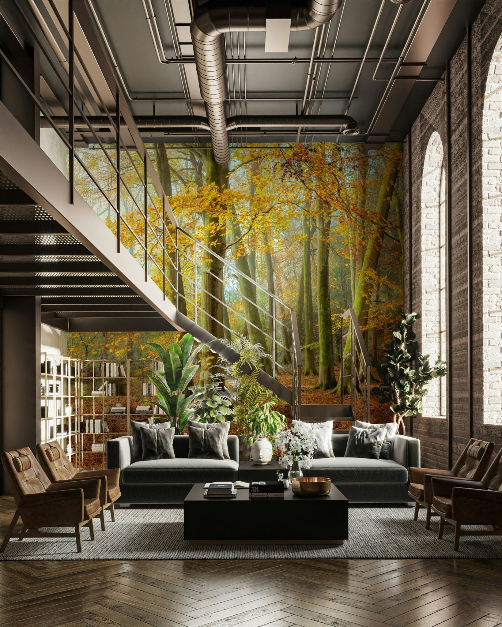 Easy-to-install mural wallpaper that complements various decor styles

