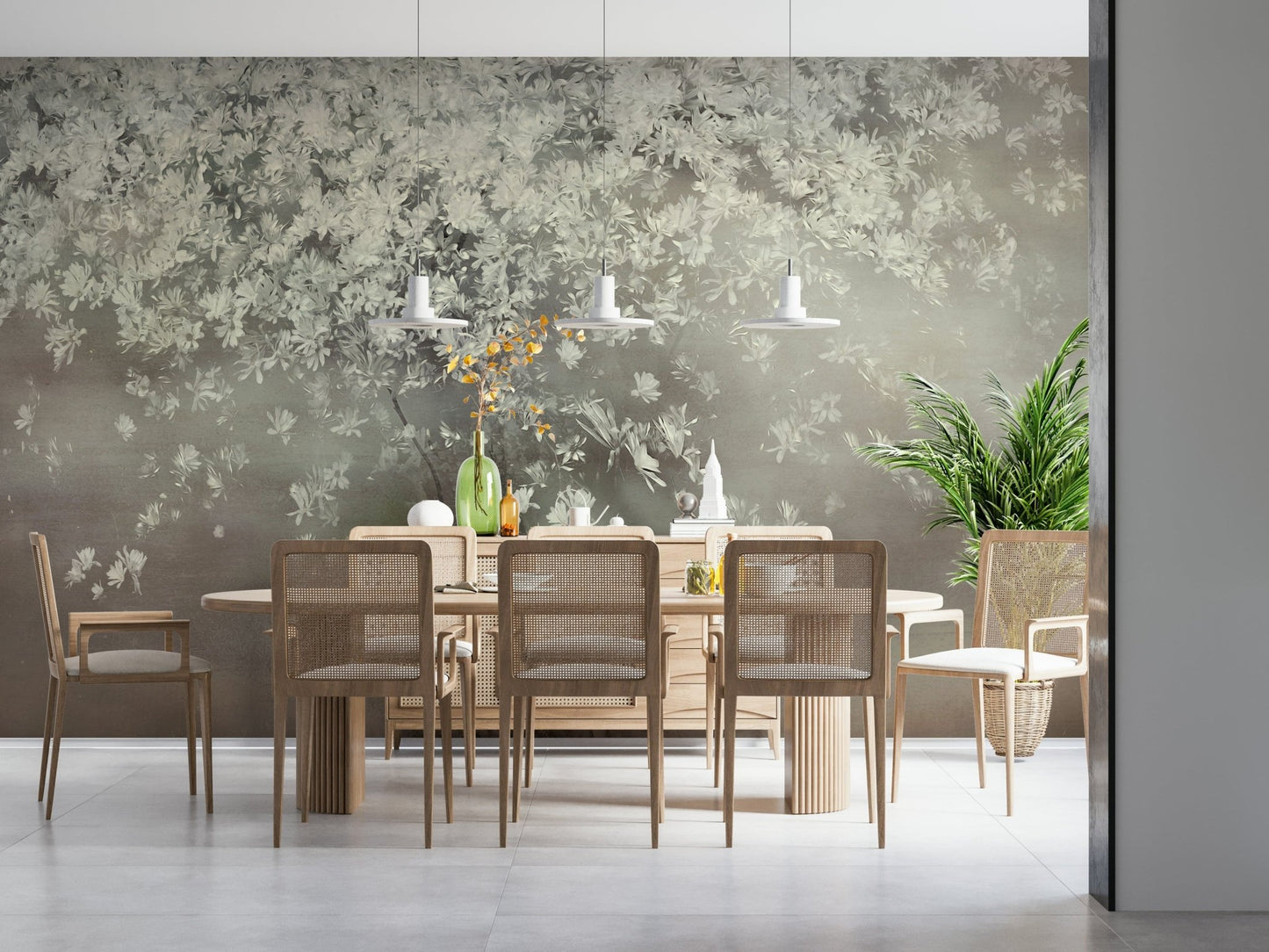 A serene subtle flower wall mural for your decor., GD5613