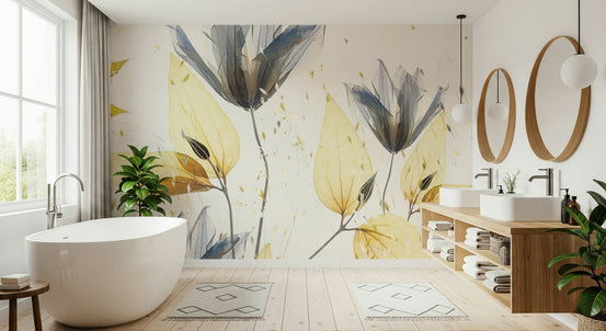 A beautiful ethereal floral wallpaper mural with soft focus., GD5222