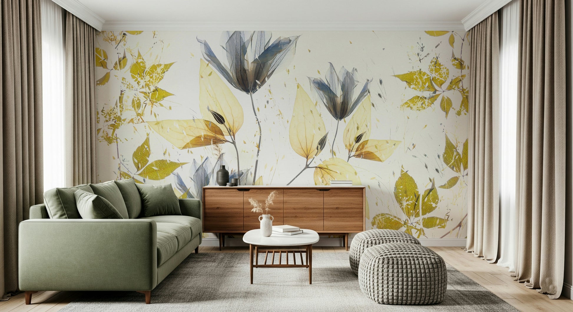 A classic soft floral wallpaper for walls with an ethereal theme.