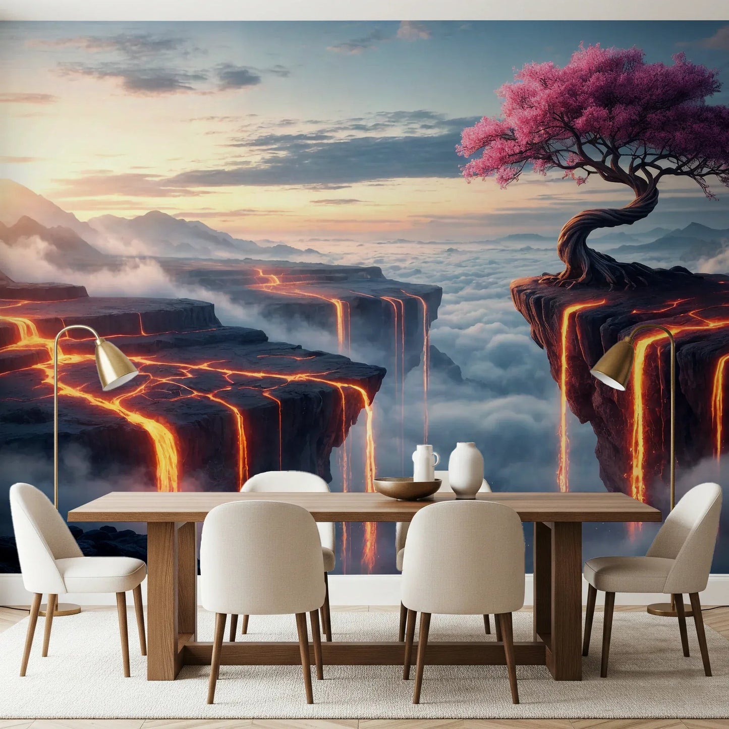 Ethereal Bloomscape mural showing delicate petals in a nursery room.