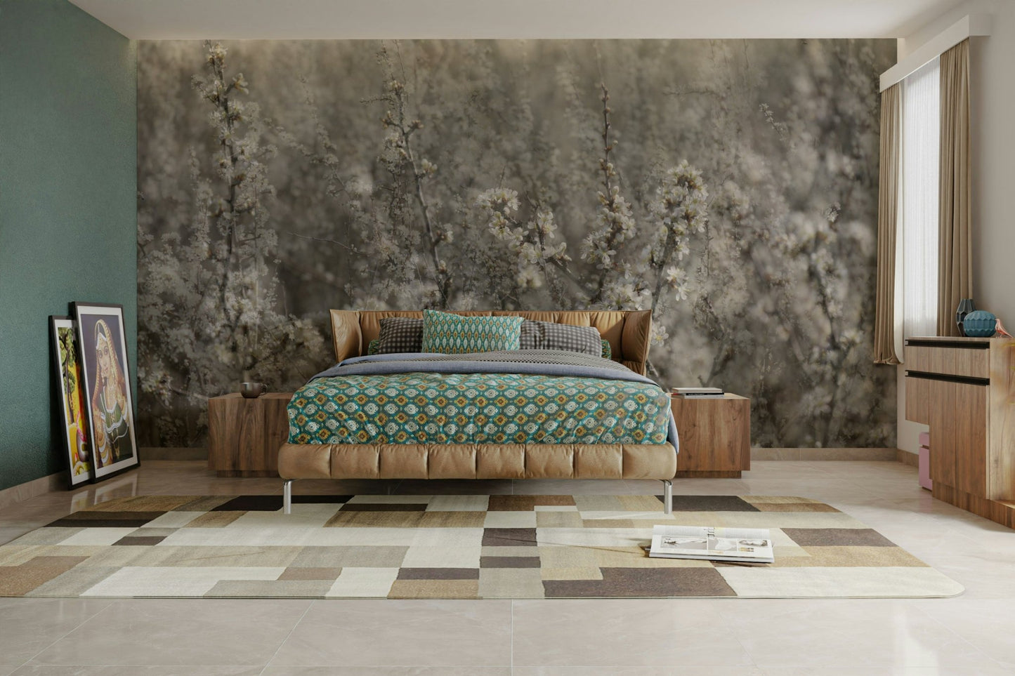 A serene and ethereal wall mural.
