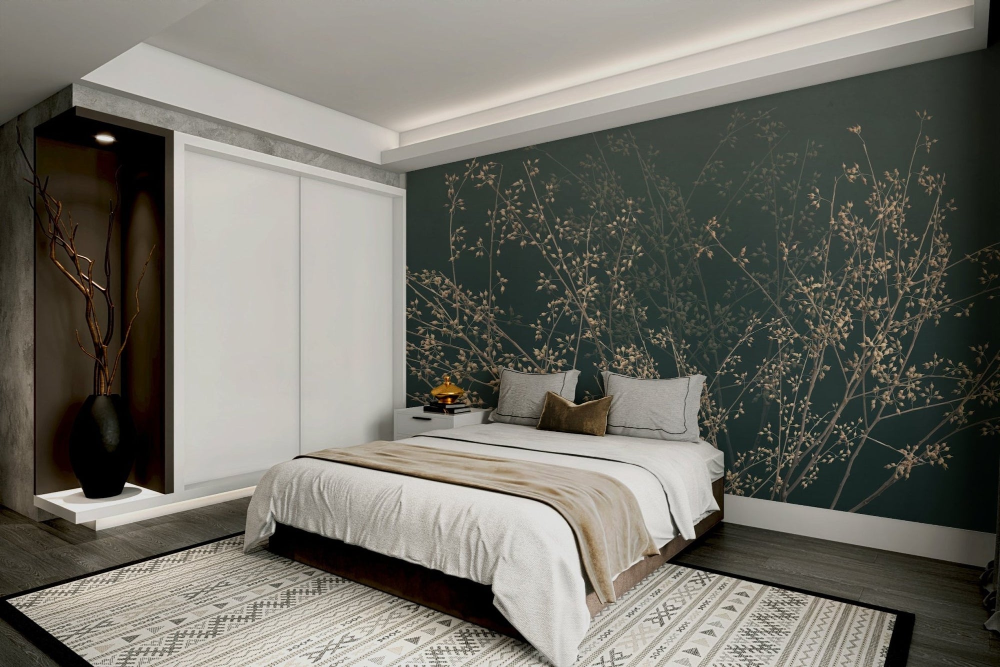A peaceful wall mural with a pattern of graceful branches. GD4102

