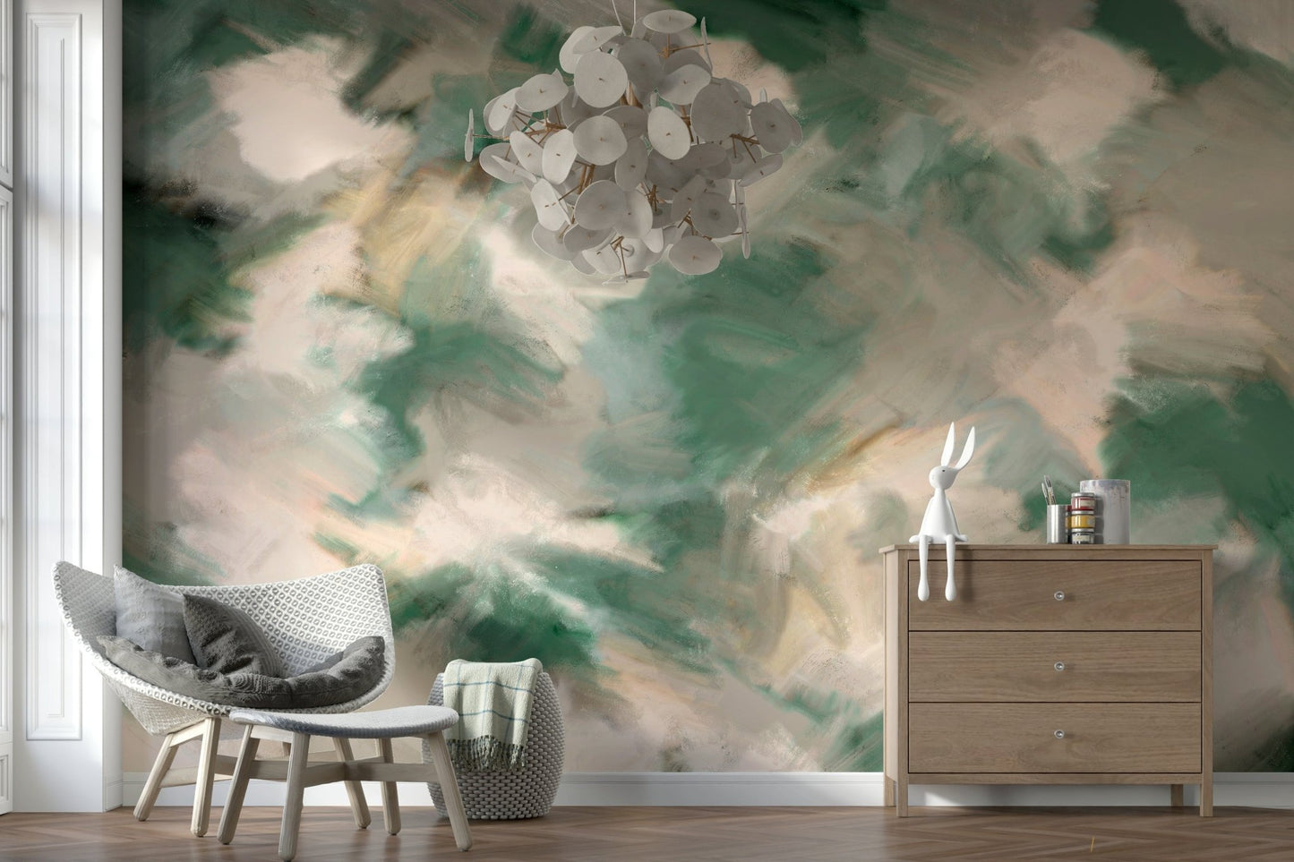 An artistic minimalist form mural for home decor., GD5691