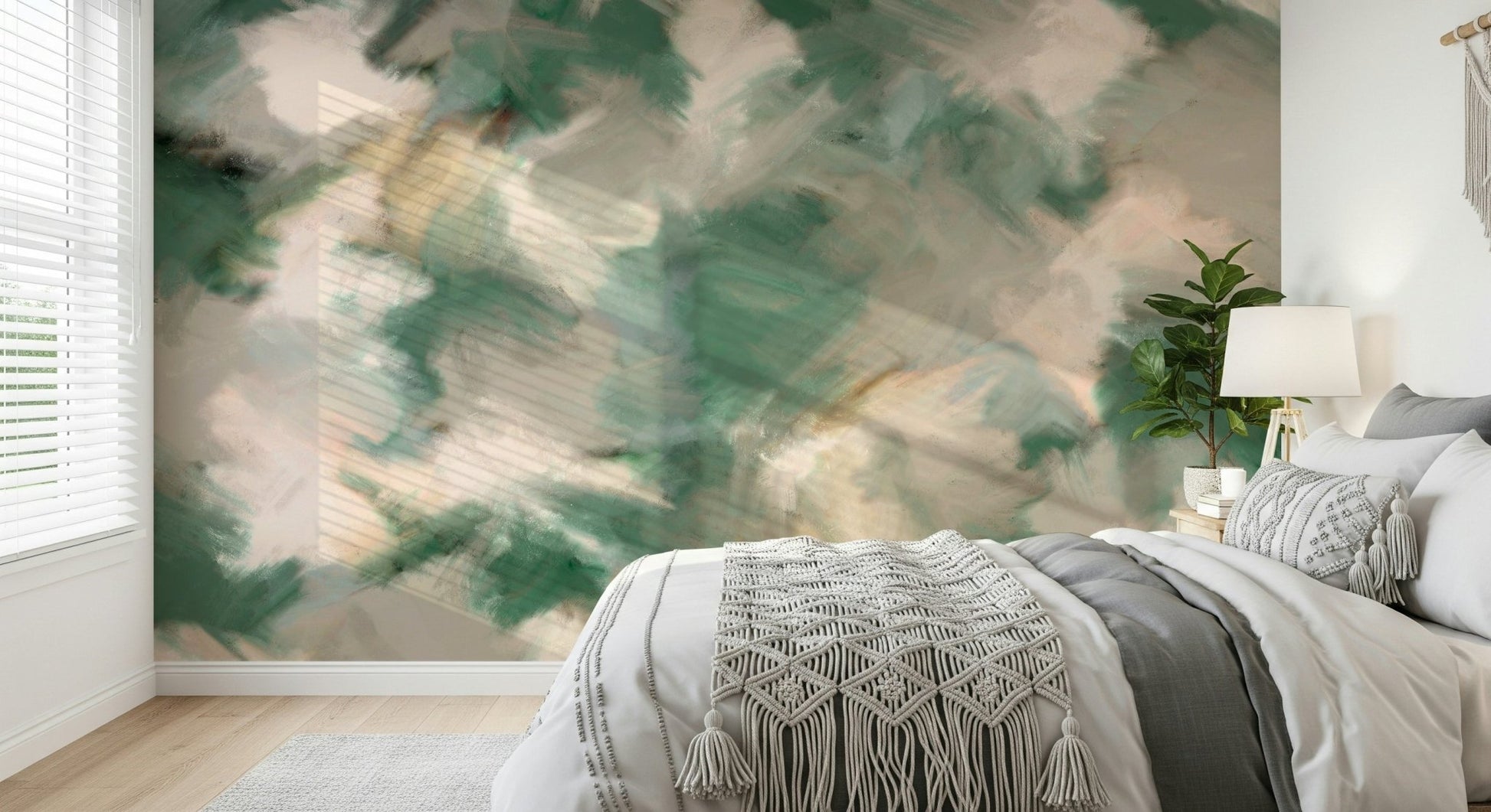 A calming abstract design wallpaper mural that defines a space., GD5691