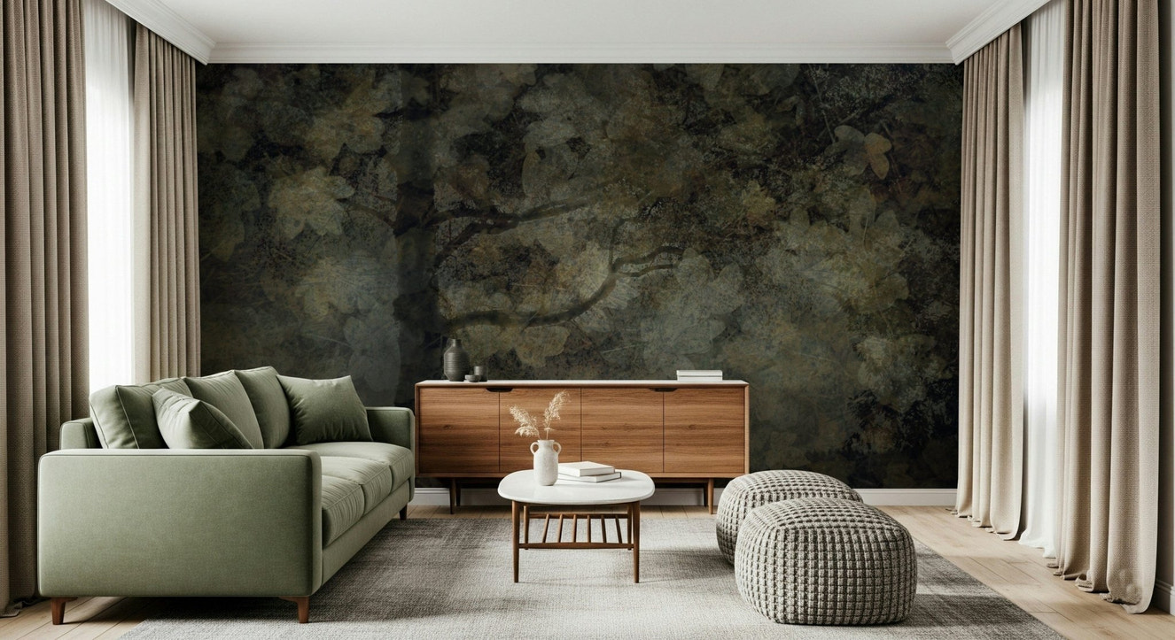 A beautiful ethereal canopy wallpaper mural for a modern, tranquil home.