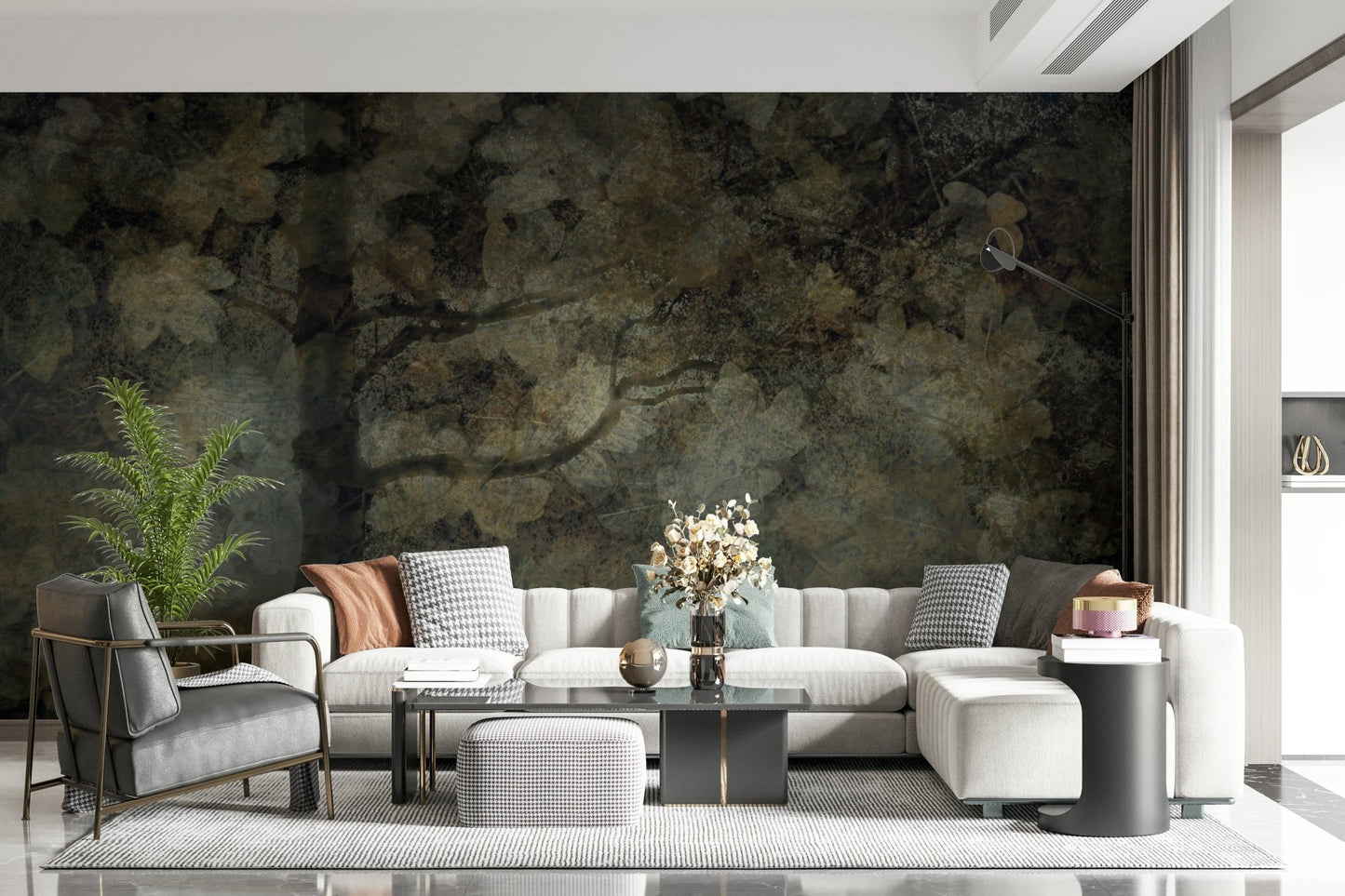 A contemplative gentle mist wallpaper mural for a feature wall., GD5598