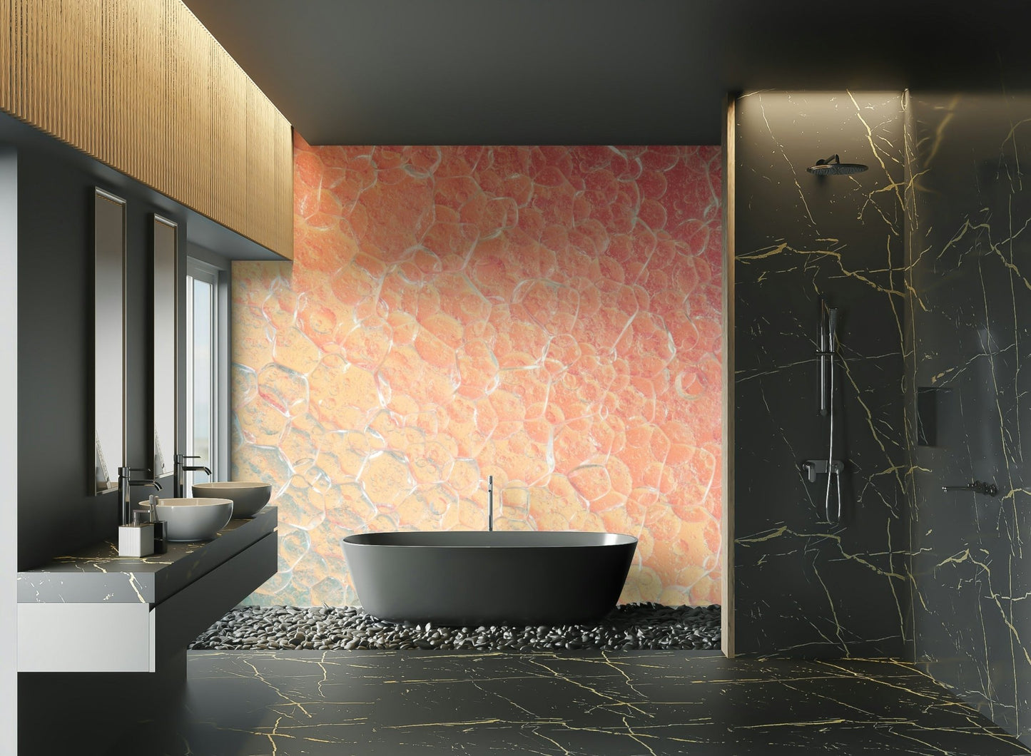 A delicate abstract cell wallpaper mural for a feature wall.

