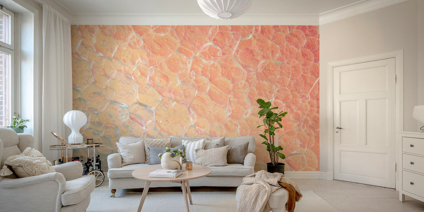 A calming ethereal cells wallpaper mural that defines a space.

