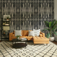Woven pattern mural in deep grey

