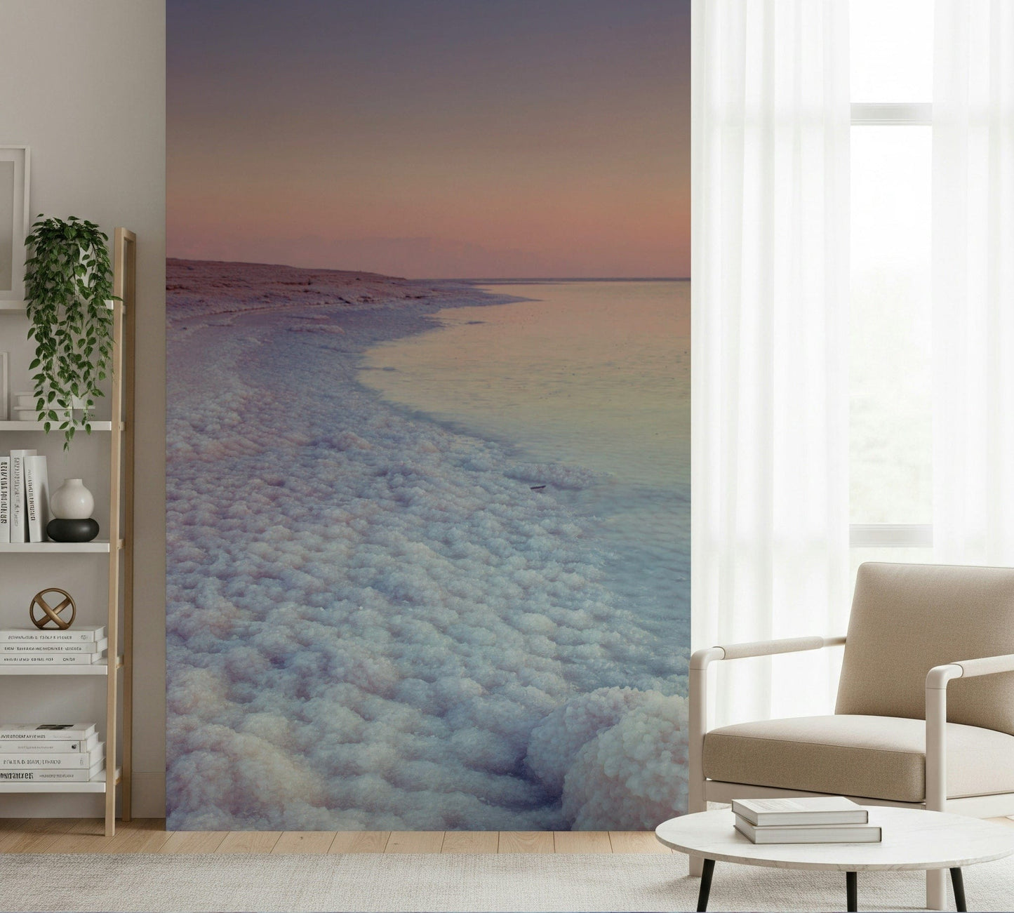 Salt covered beach landscape wall mural called Ethereal.