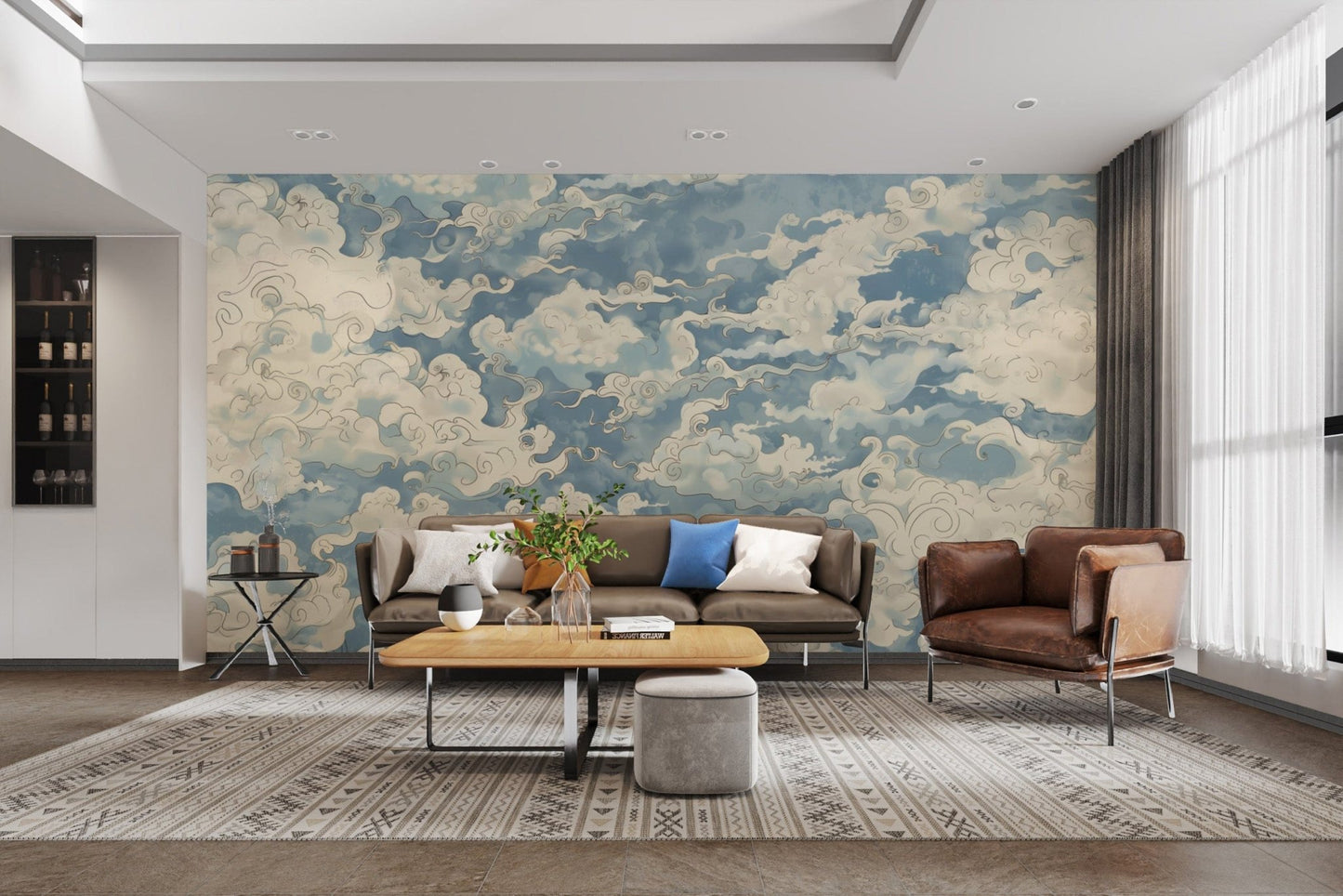 Light and fluffy cloudscape mural