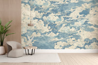 Soft pastel sky cloud mural design