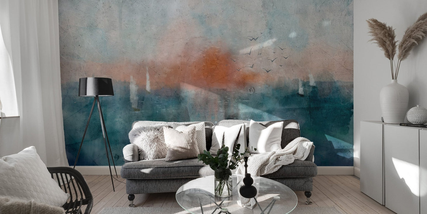 Peaceful living room wallpaper: Ethereal Dusk mural