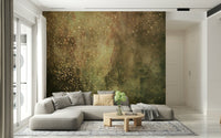 A peaceful modern abstract mural on decorative wallpaper.
