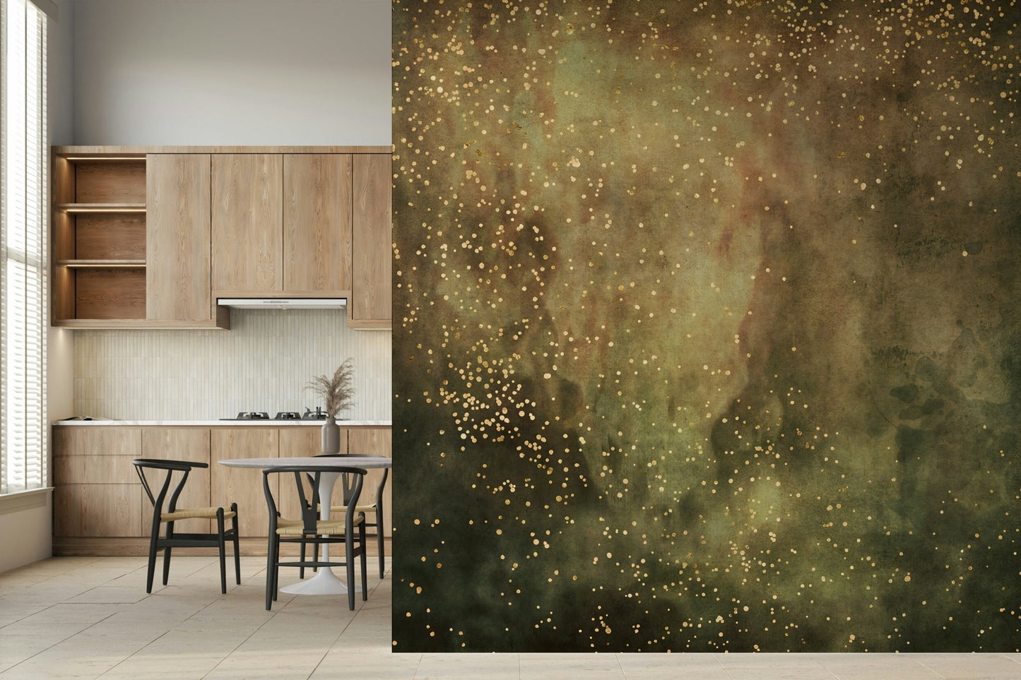 A contemplative gentle design wallpaper mural for a feature wall.
