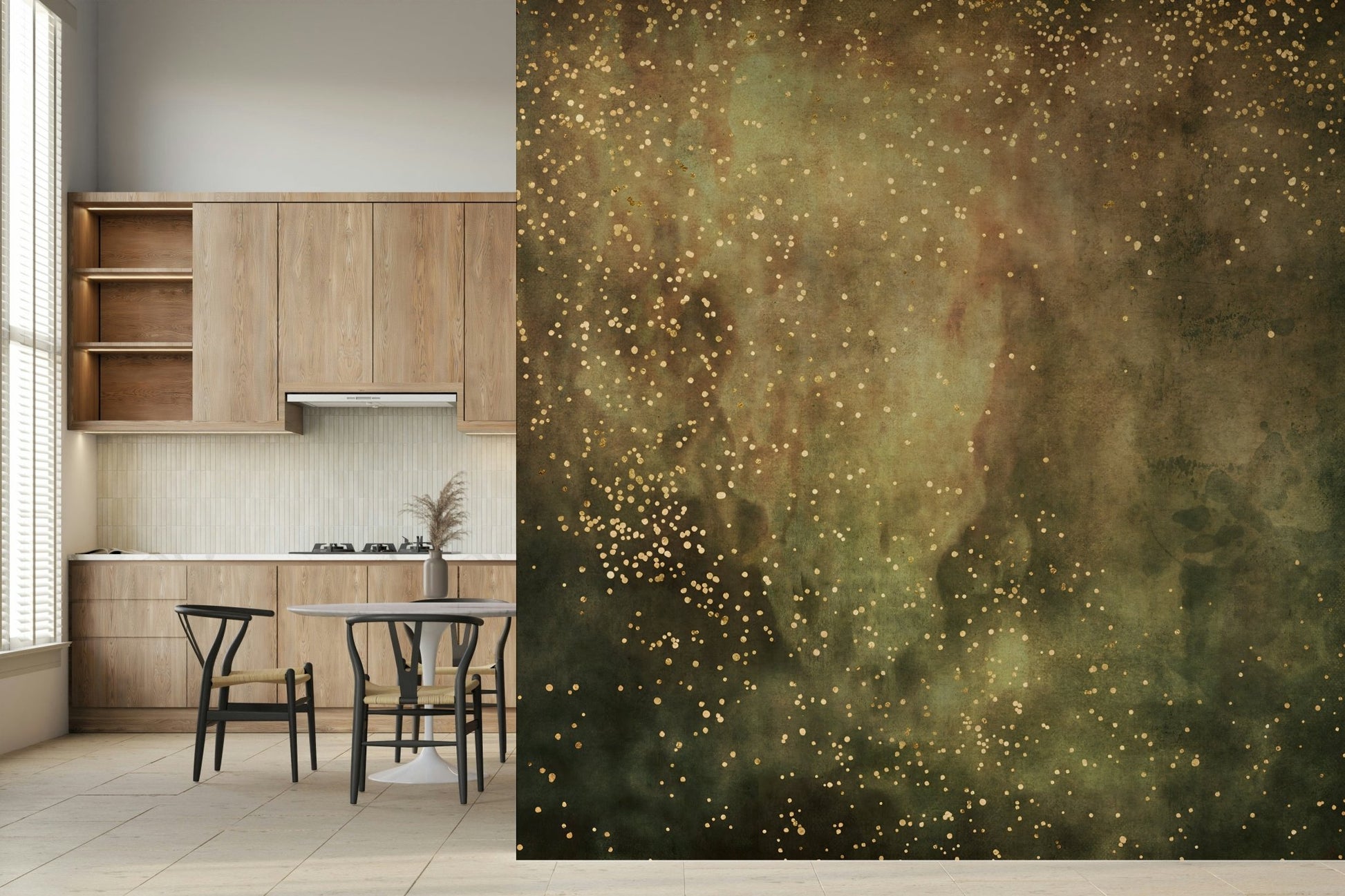 A contemplative gentle design wallpaper mural for a feature wall.