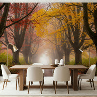 Artistic fall forest wallpaper with warm seasonal colours