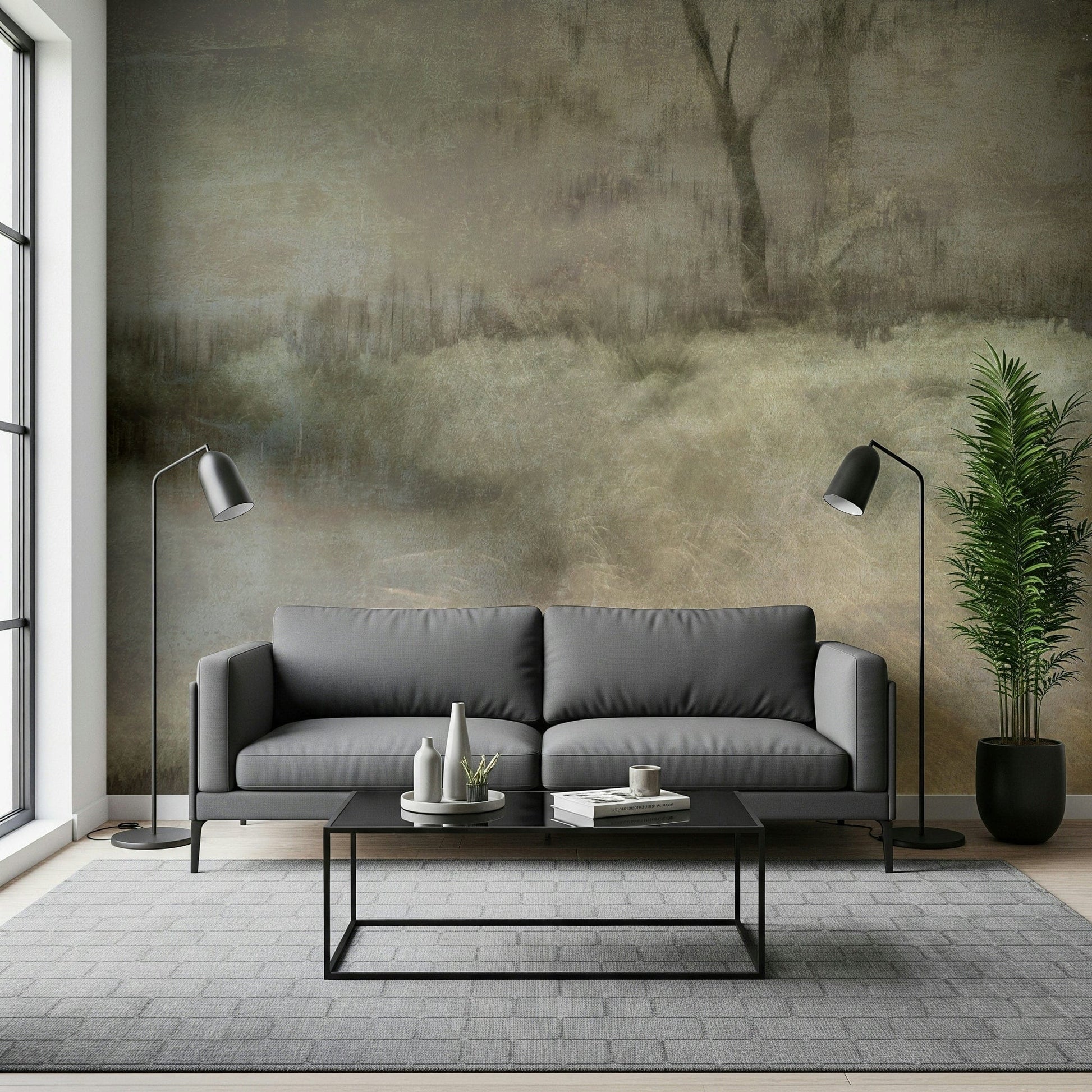 A calming serene view wallpaper mural that defines a space.