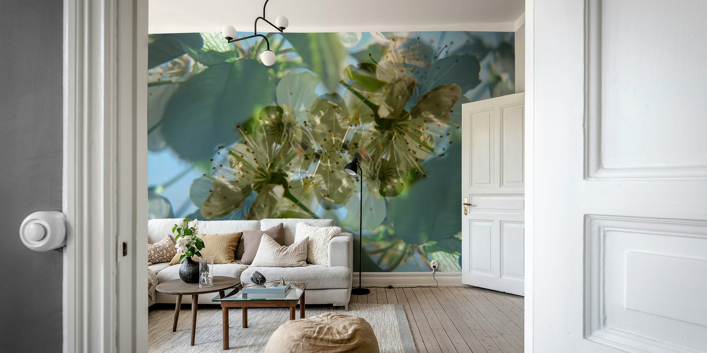 The floral forms are suggested rather than sharply defined.

