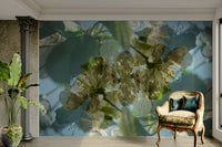 The wall mural is the main feature on a bedroom wall.

