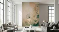 The artistic blend of colors in the Ethereal Floral Hues Wall Mural.