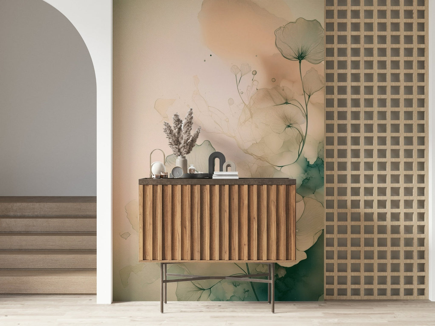 Soft focus flower illustration on the Ethereal Floral Hues Wall Mural.