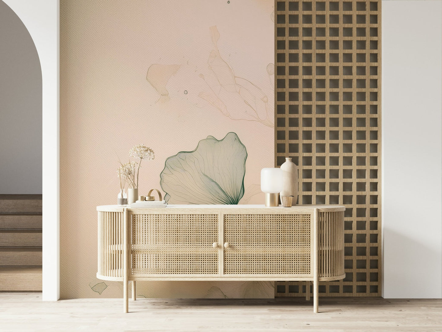 Master bedroom showcasing the Ethereal Floral Hues Wall Mural.