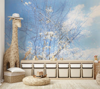 A serene and ethereal wall mural.
