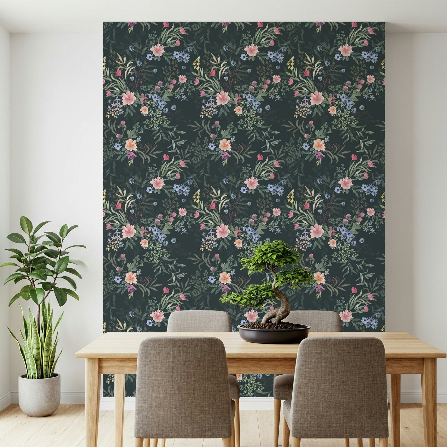 Artistic rendering of the Ethereal Floral Wallpaper, an elegant option for peel and stick wallpaper.