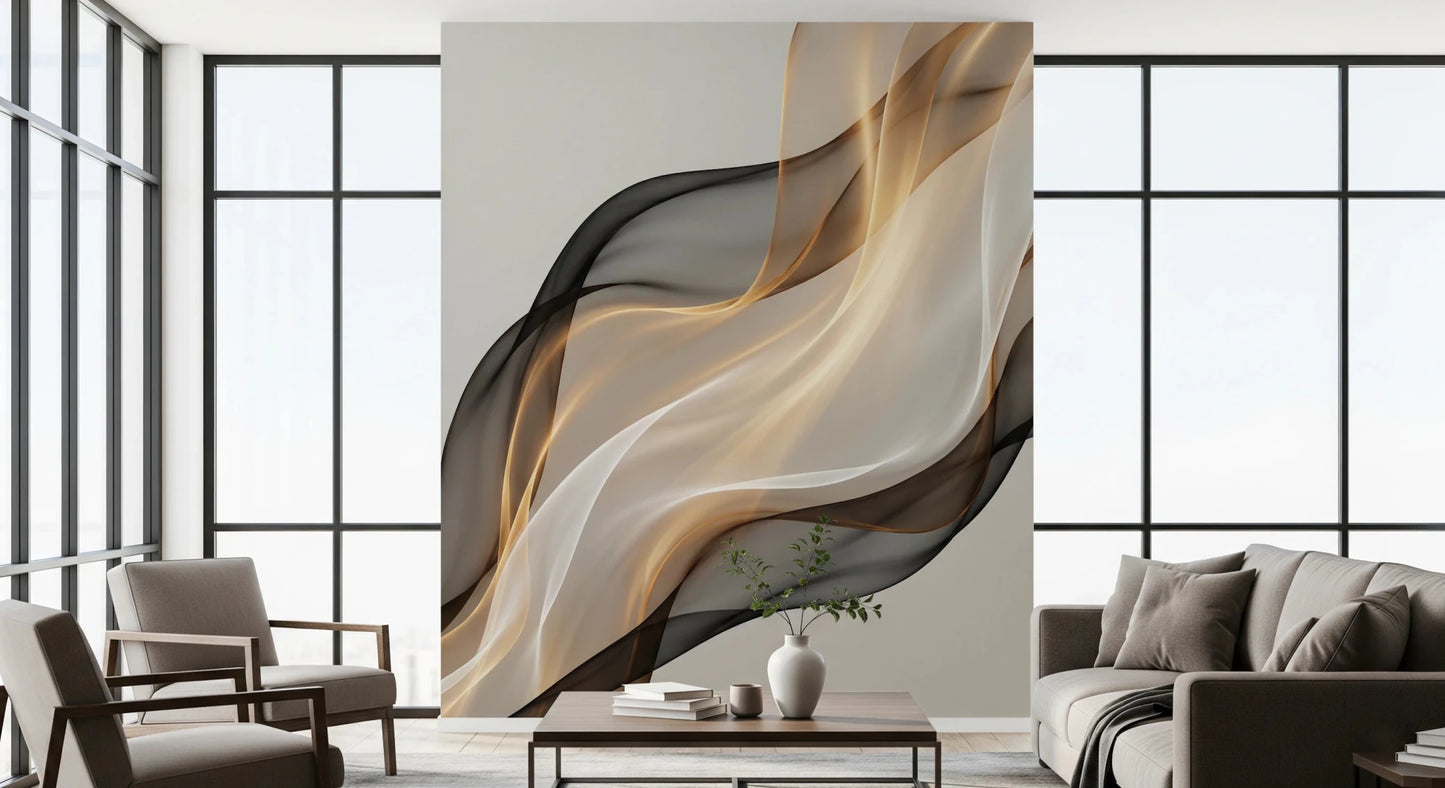 Abstract silk wave wall mural for professional offices.
