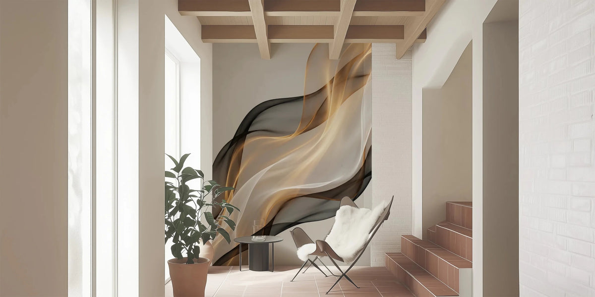 Gold black silk wallpaper for living room feature wall., GD8401
