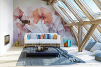Ethereal Flower Fantasies wallpaper on a living room wall

