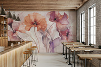 A dining area with a sophisticated hand-painted floral design

