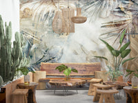 A contemplative gentle design wallpaper mural for a feature wall.