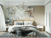 A peaceful organic pattern mural on decorative wallpaper.