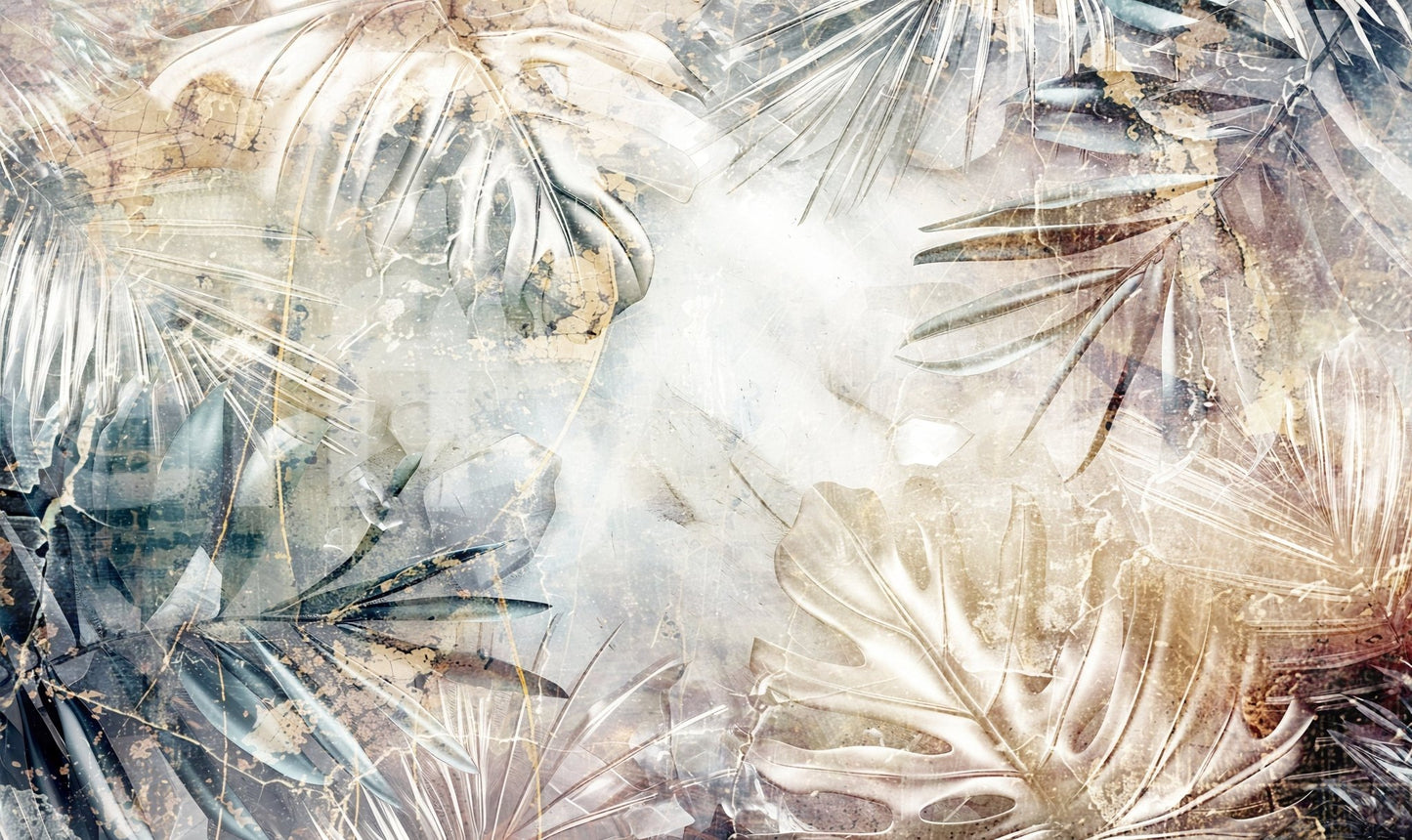 A high-quality serene leaf wall mural for walls.