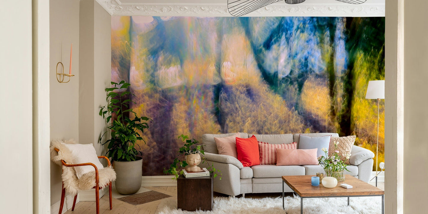 Ethereal Forest Light Photography | Abstract Nature Art Print | Colorful Blurred Landscape Wall Mural