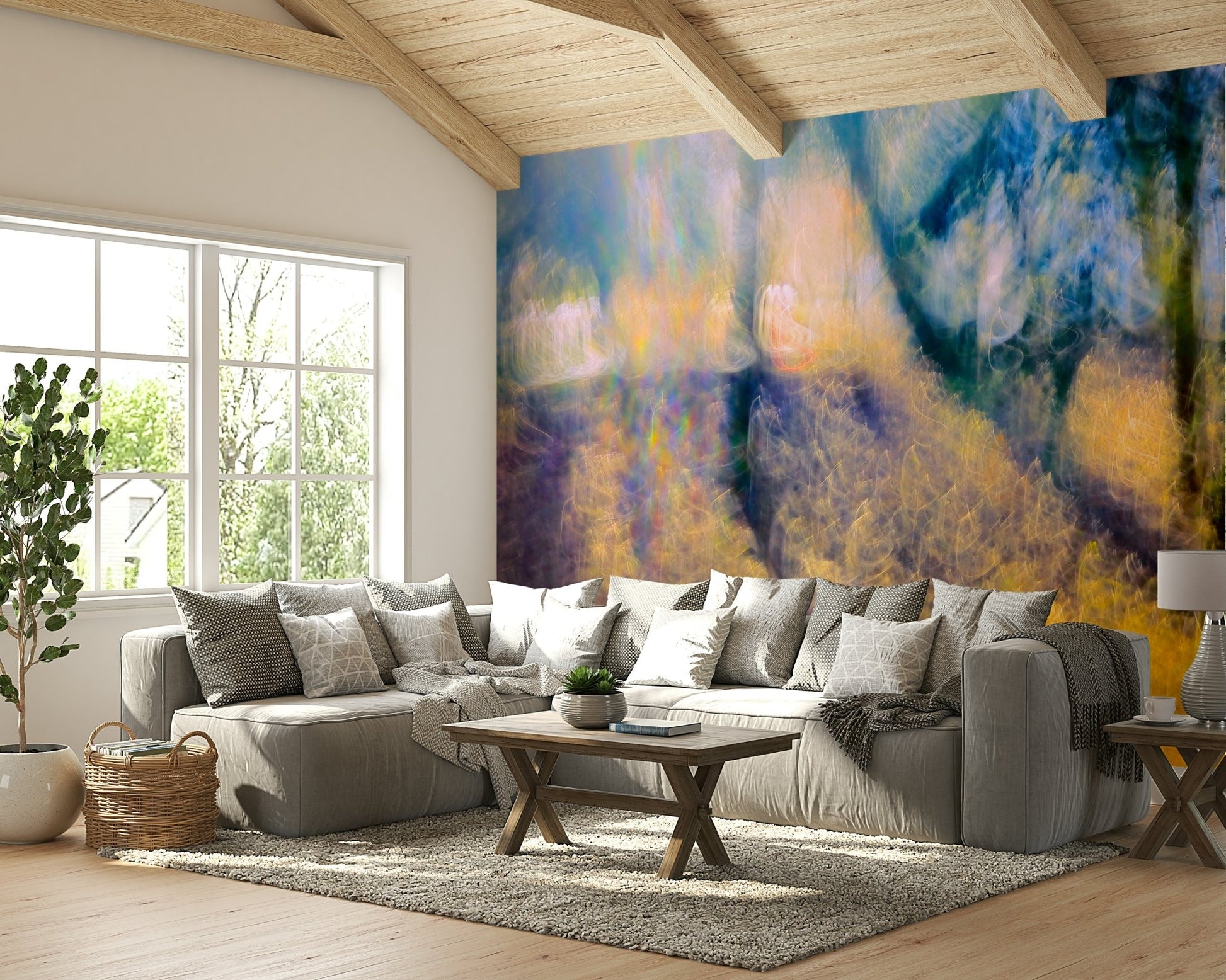 Ethereal Forest Light Photography | Abstract Nature Art Print | Colorful Blurred Landscape Wall Mural