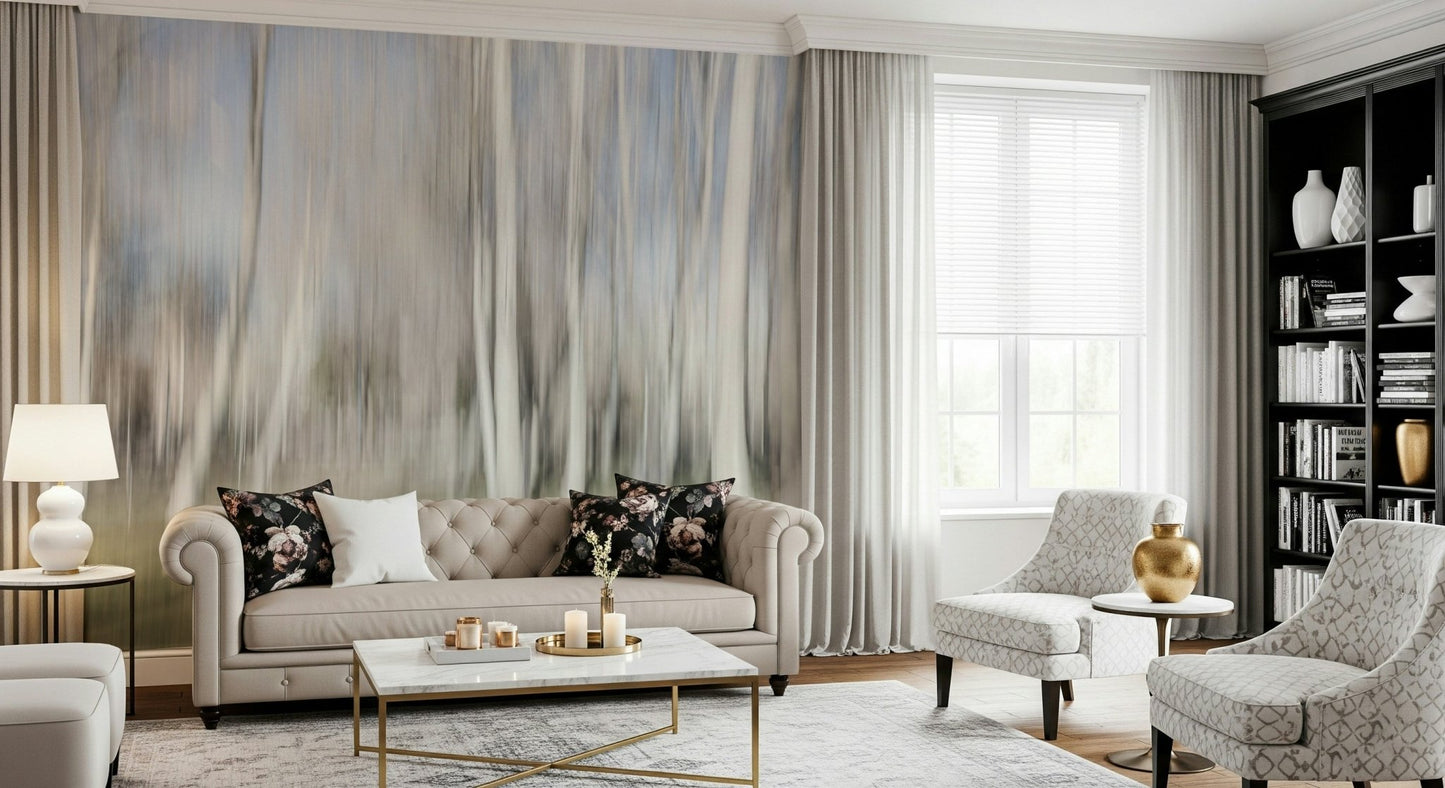 A calming serene forest wallpaper mural that defines a space., GD5655