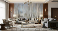 A beautiful ethereal forest wallpaper mural with subtle, misty light filtering through the trees., GD5655