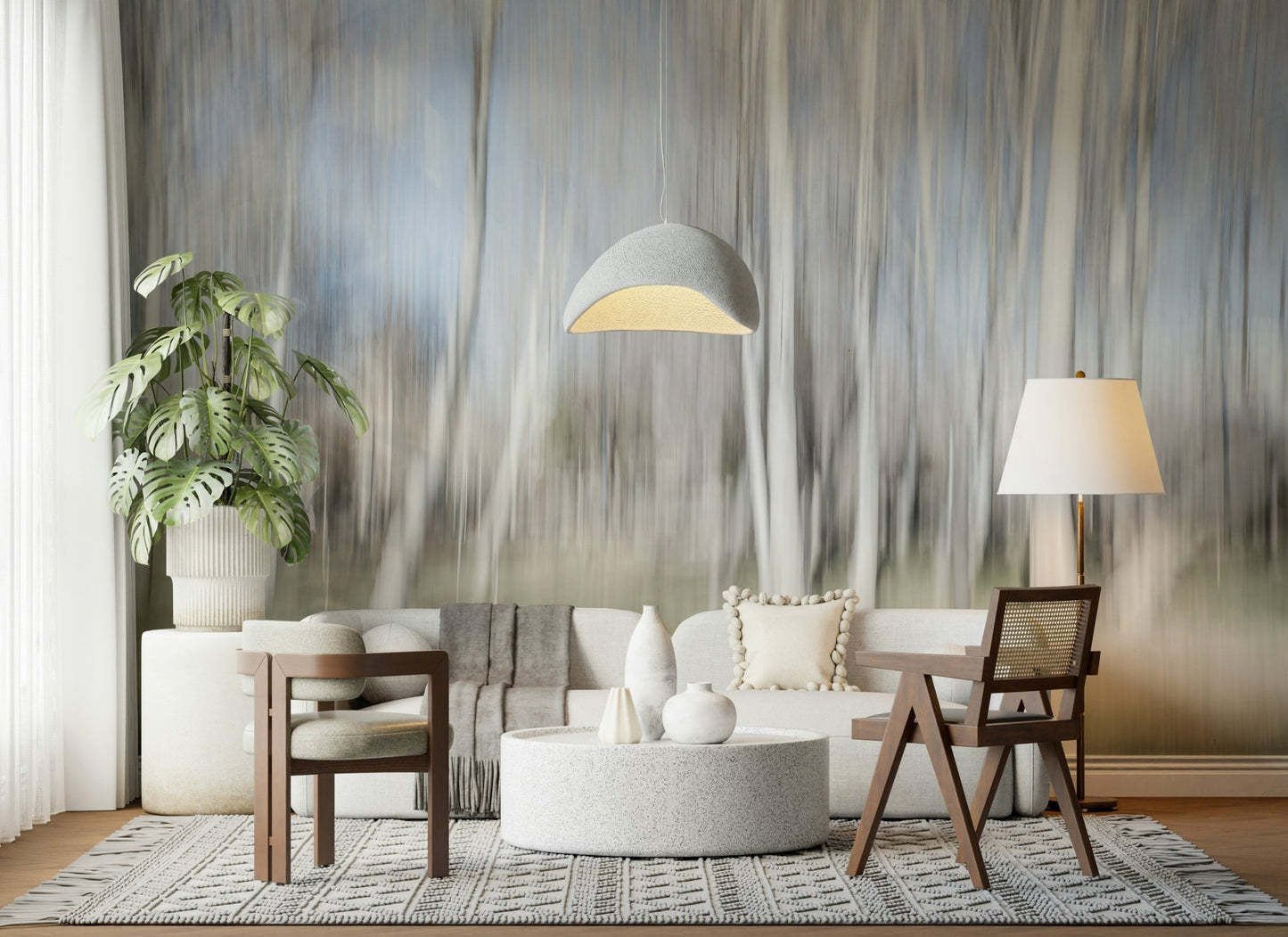 A contemplative gentle light wallpaper mural for a feature wall., GD5655